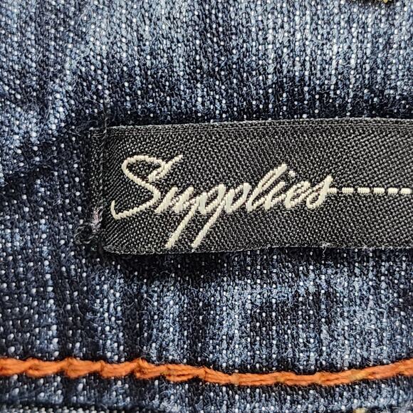 Supplies Jeans Womens 14 Blue Mid Rise Crop Capri Stretch Ramie Denim Distressed - Picture 7 of 15